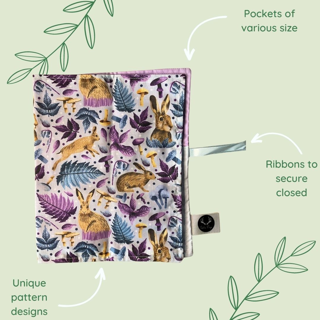 Hare Brush roll for paintbrush storage or makeup brush storage byTahlia Paige