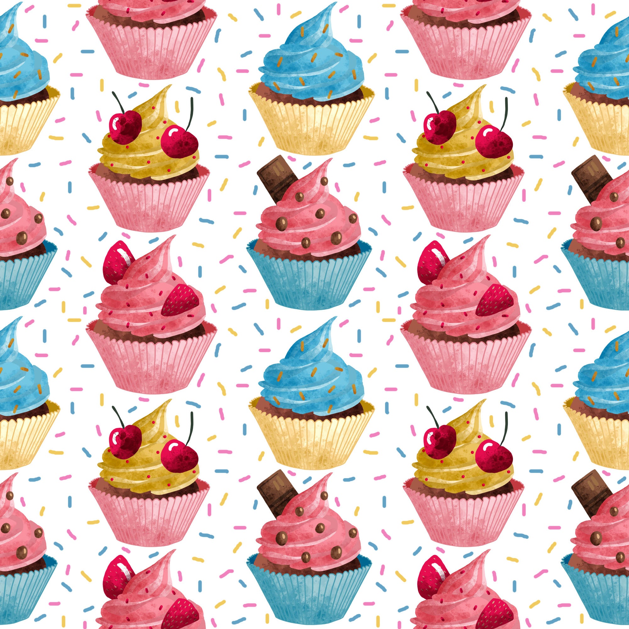 cupcake seamless repeat with strinkles and icing
