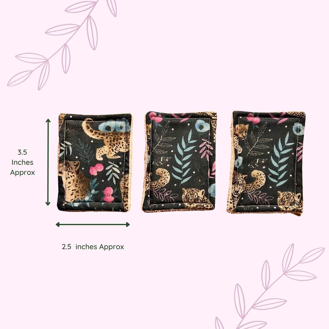 Chic snow leopard exfoliating pads, ideal for smooth skin.