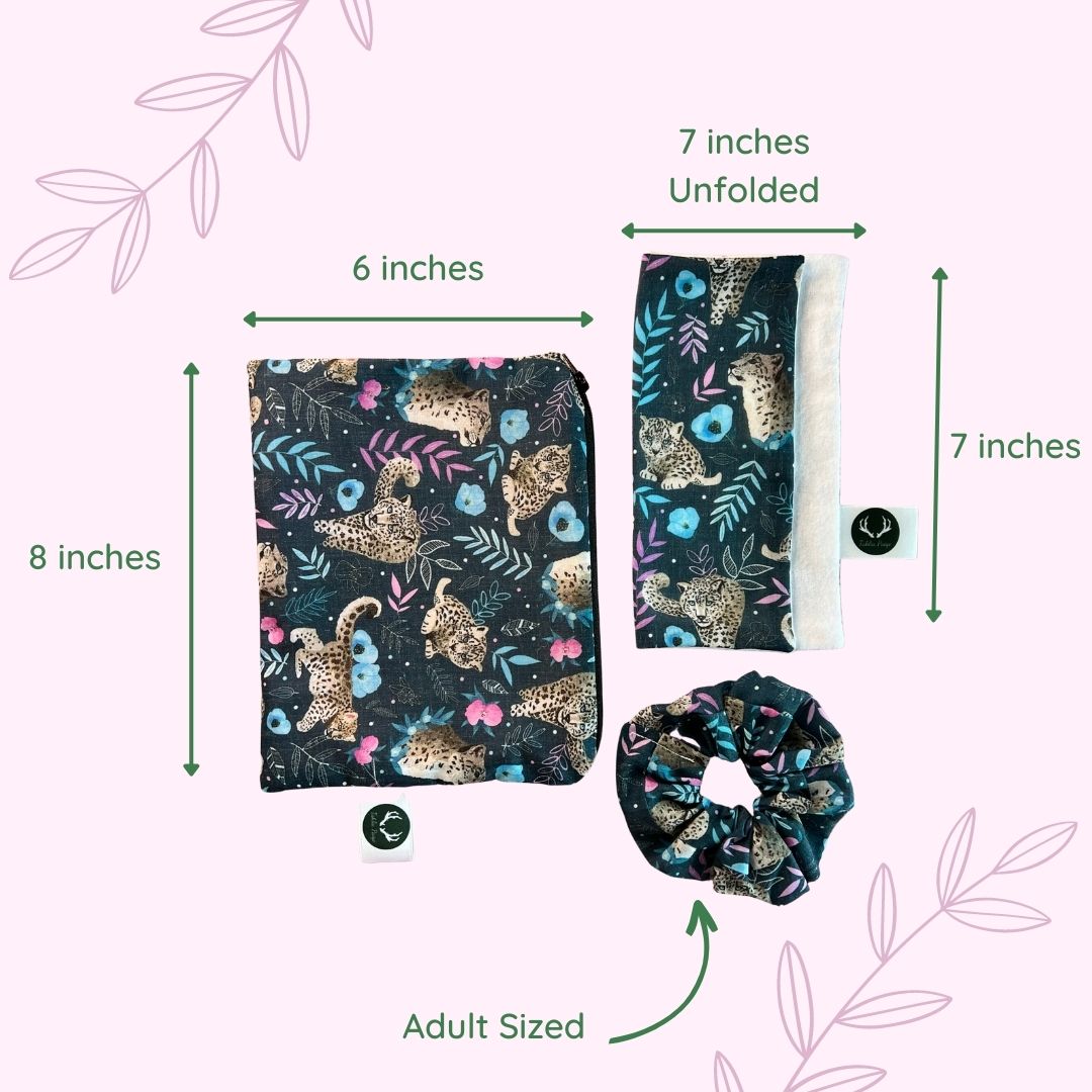 Chic snow leopard birthday gift set, ideal for pampering.