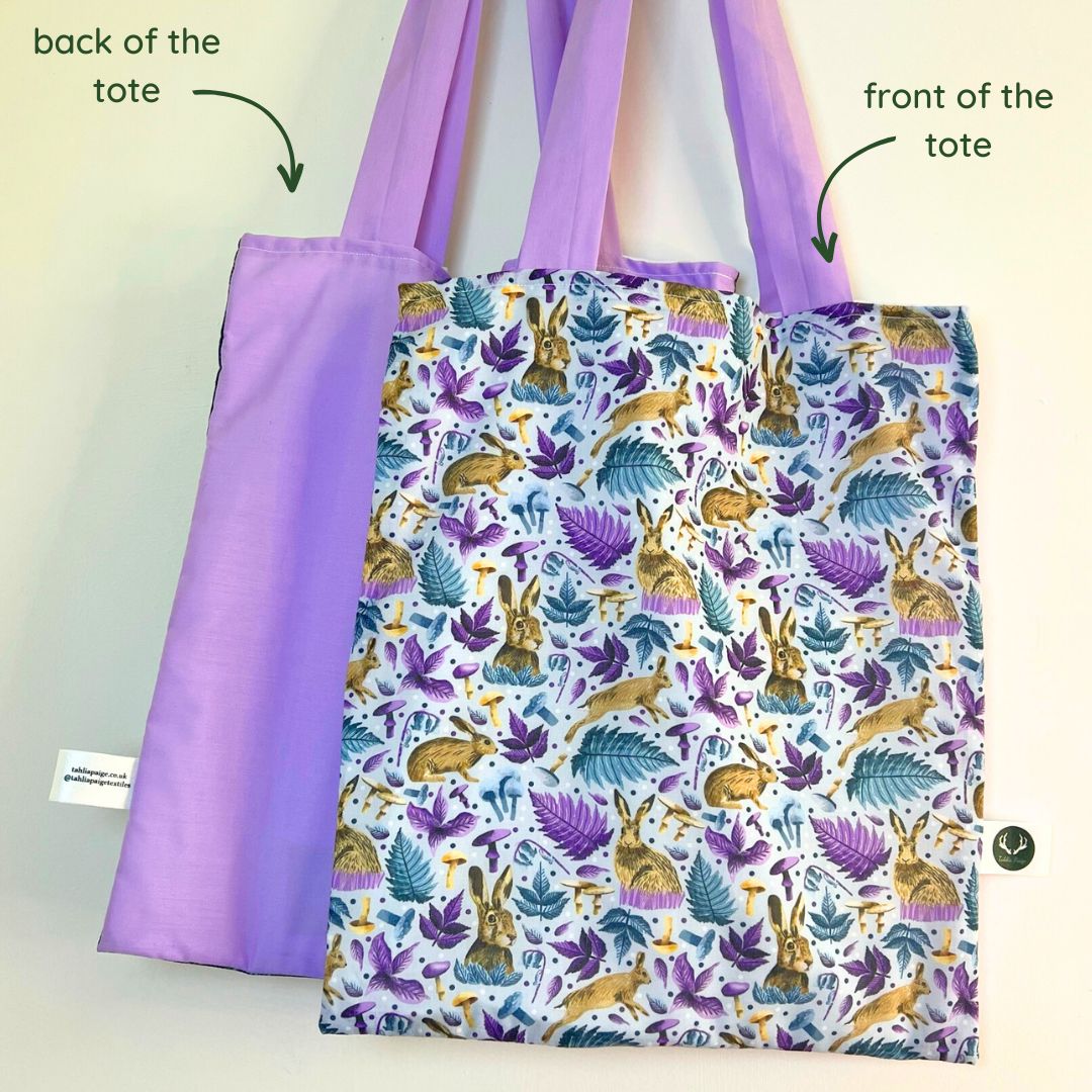 Cottagecore hare tote bag, perfect for carrying essentials and ideal for rabbit gifts in the UK.