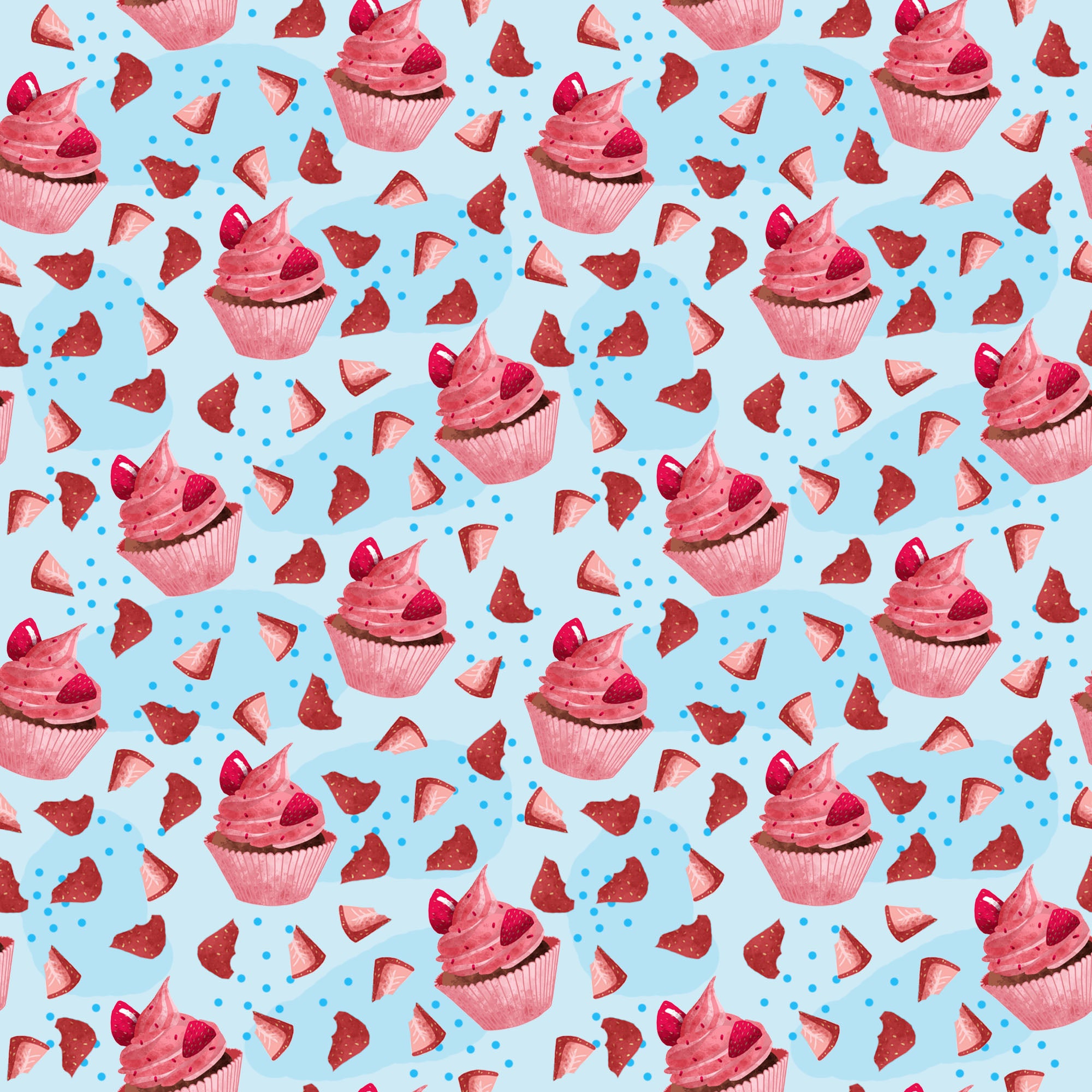 strawberry cupcake surface pattern design