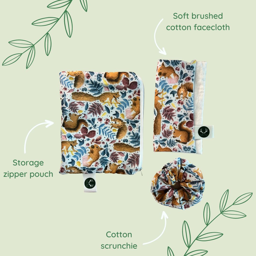 Charming red squirrel gift set, perfect for those who adore nature and appreciate handmade treasures.