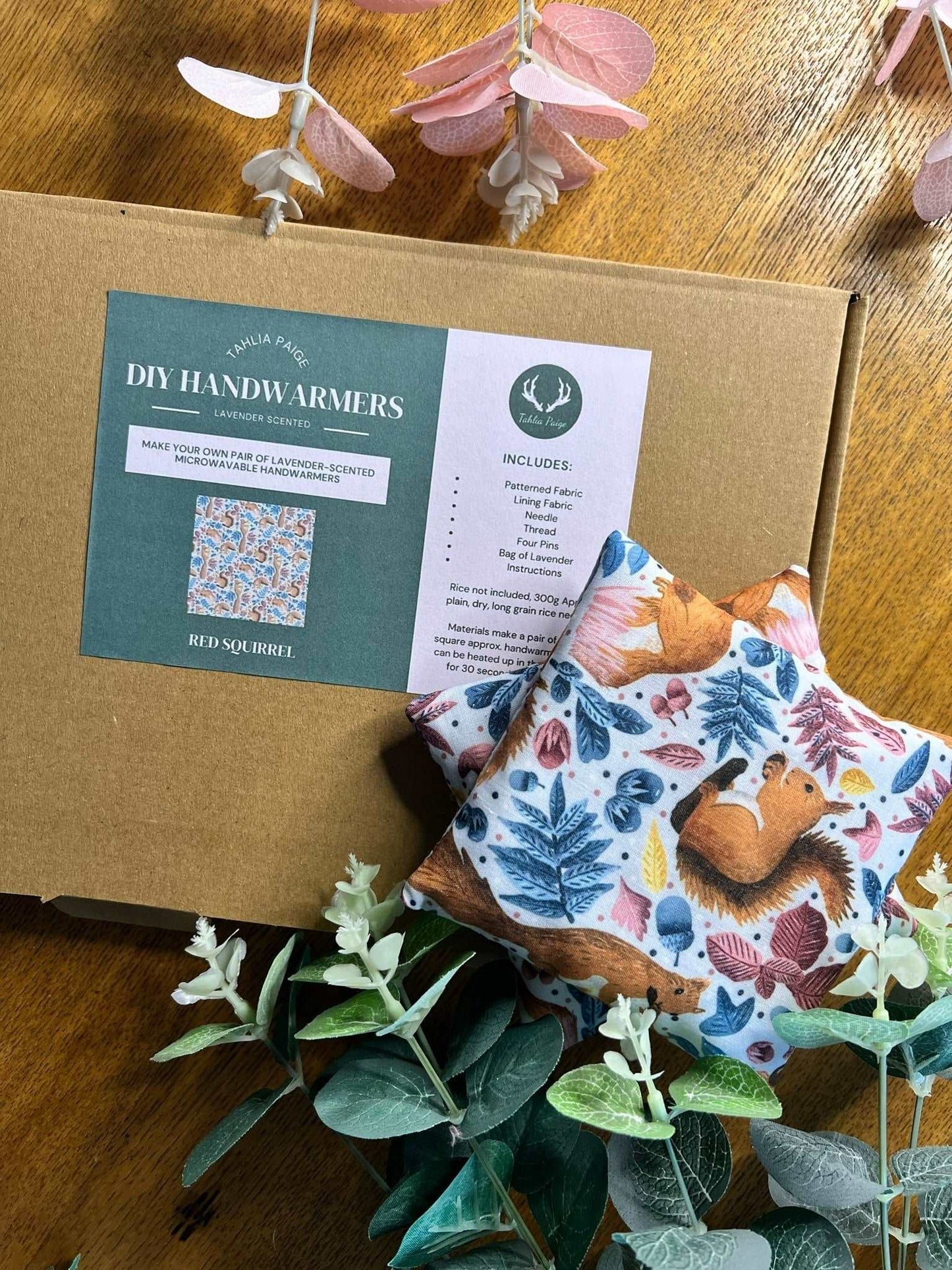 Red Squirrel DIY Hand Warmer Kit for cozy crafts.