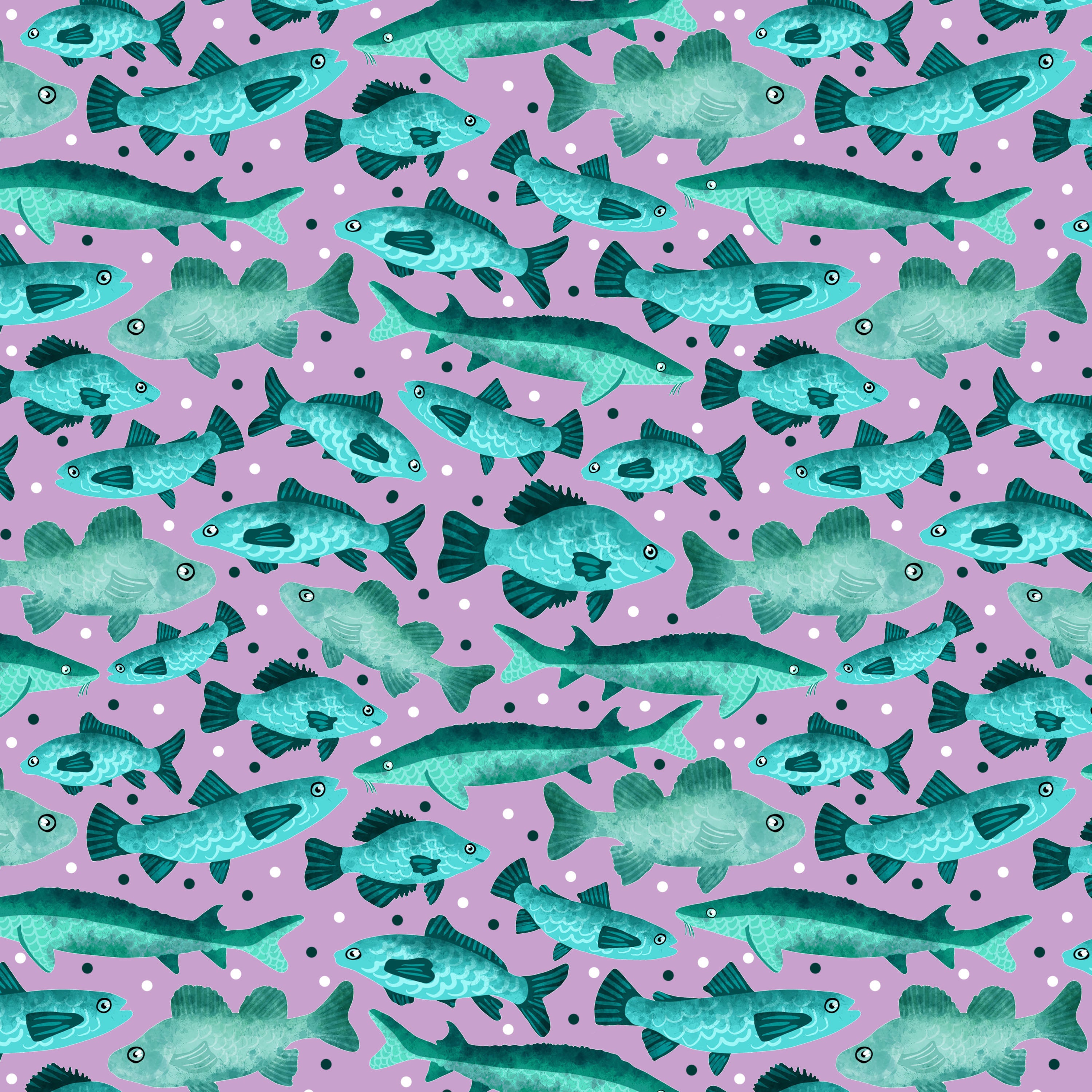 blue surface pattern design with fishes