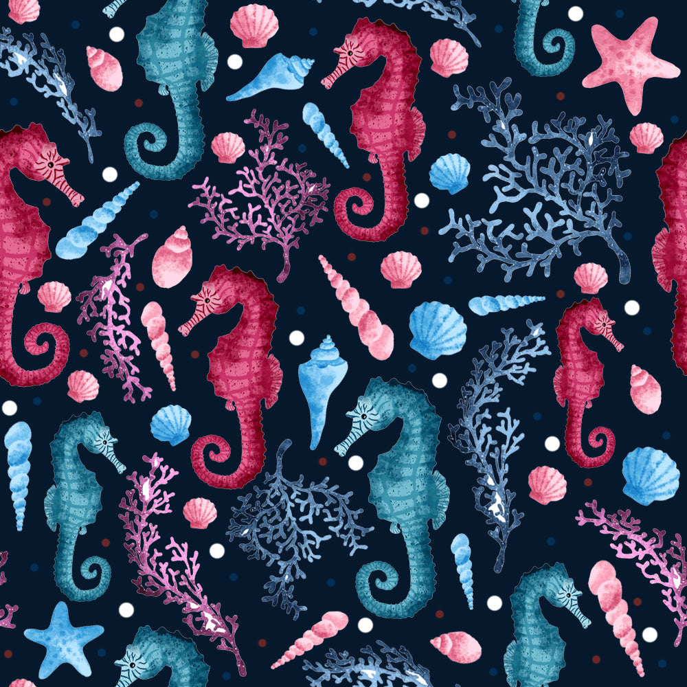 seahorse seamless repeat on dark background