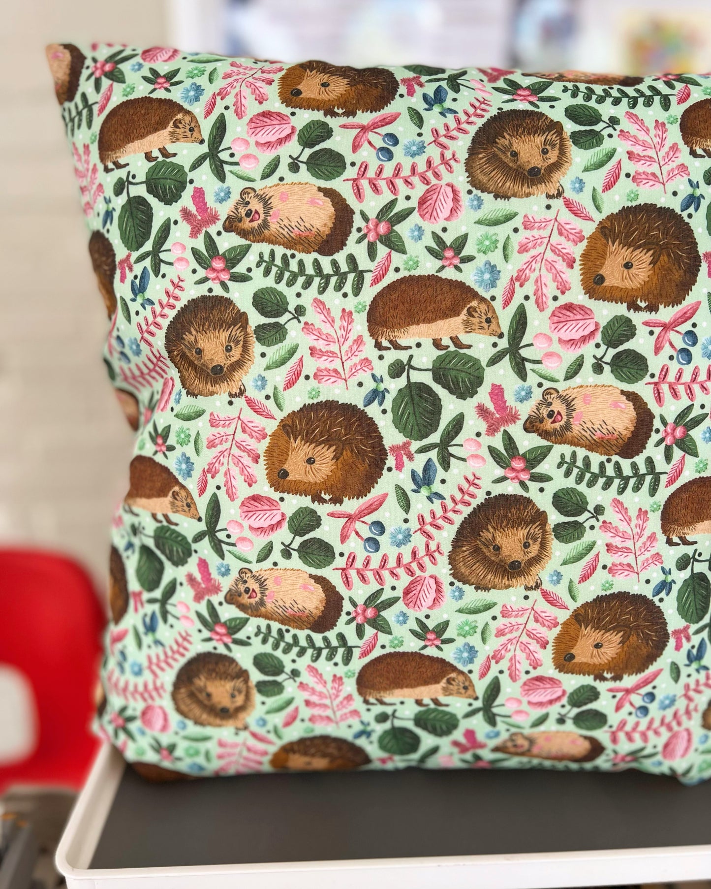 Transform your living space with our cottagecore hedgehog cushion, a must-have for homeware enthusiasts.