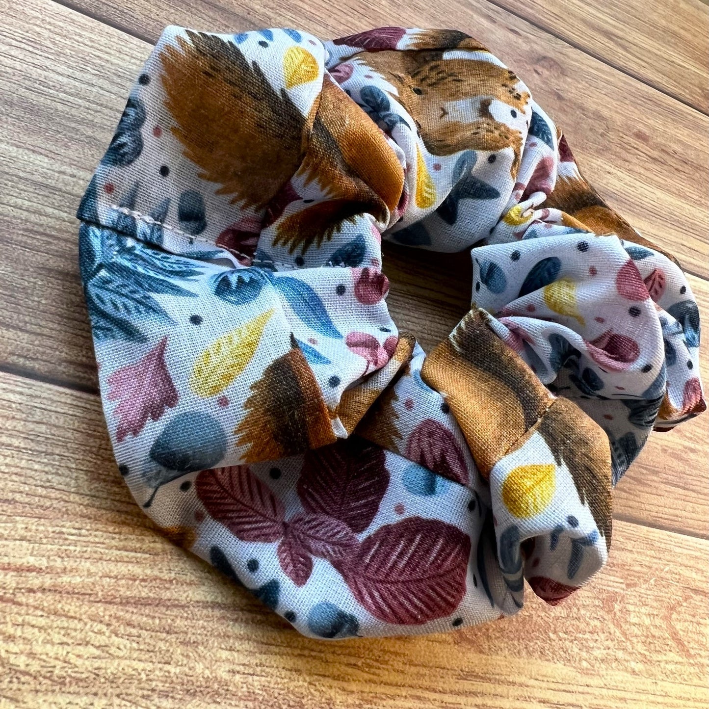 Charming red squirrel hair scrunchie, an affordable gift under £5 from a Welsh business