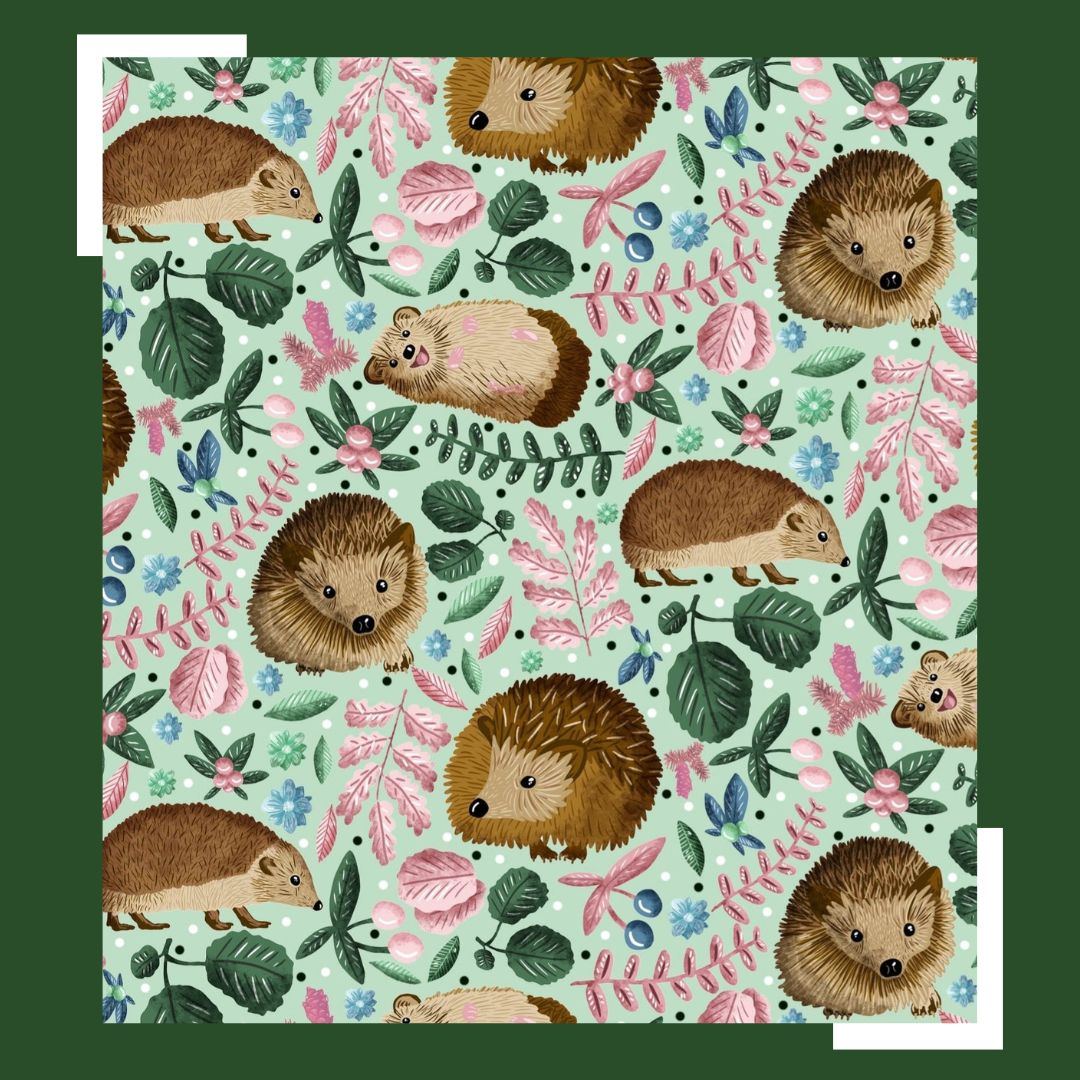 hedgehog pattern design available on handmade hedgehog gifts