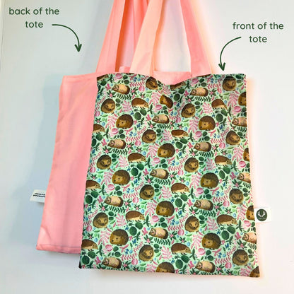 Stylish hedgehog tote bag, designed for university students and doubles as a folding shopping bag, perfect gift for wildlife enthusiasts