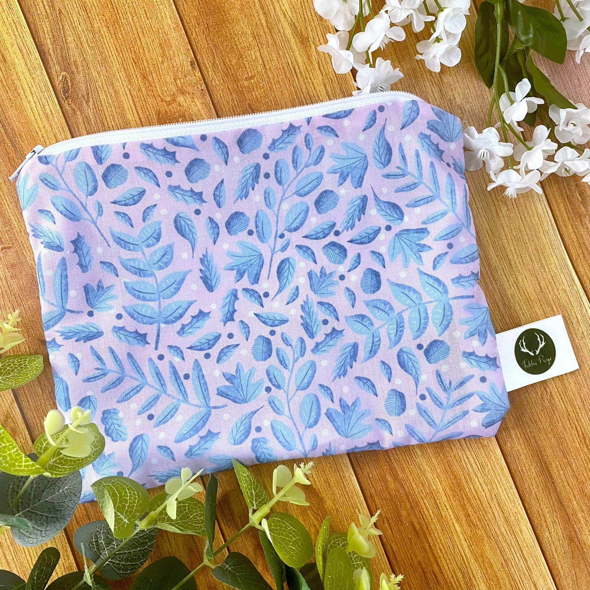 An ideal gift for a woman difficult to buy for, our nature patterned storage pouches are great for handbag organisation and storage in a lovely blue and pink leaf pattern