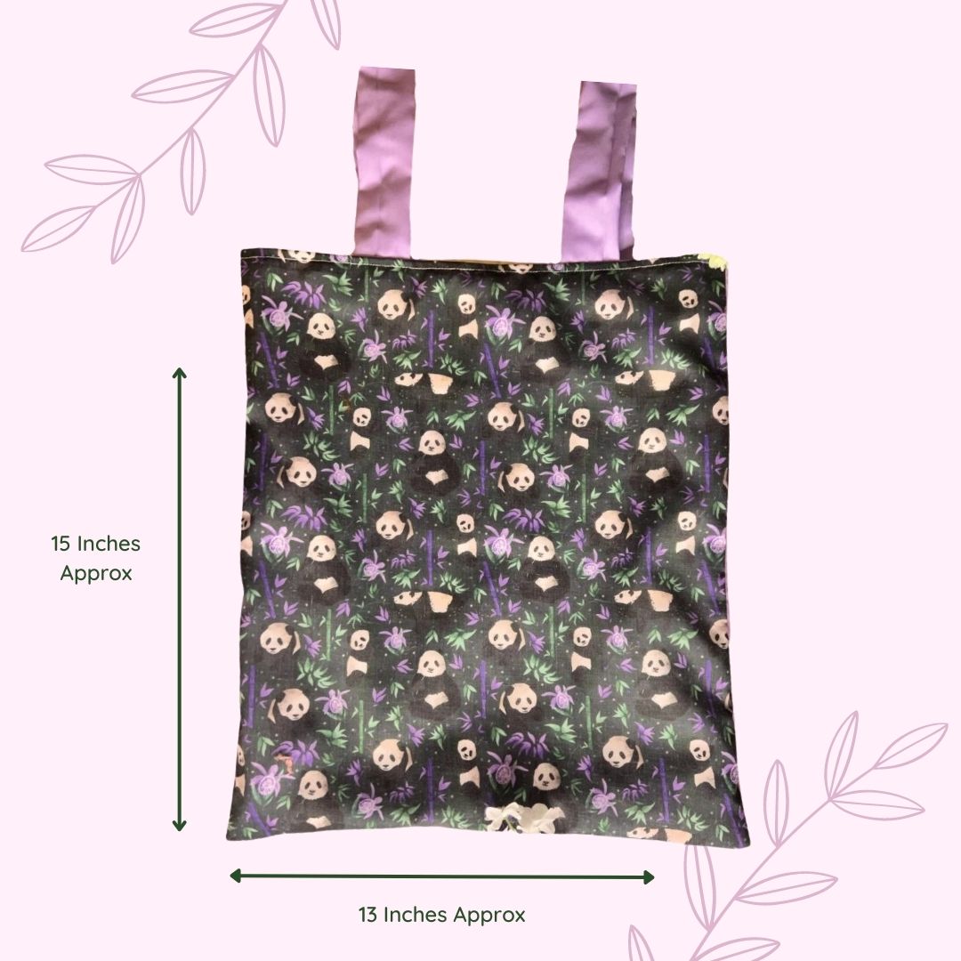 Charming panda tote bag, a great gift idea for panda bear lovers.