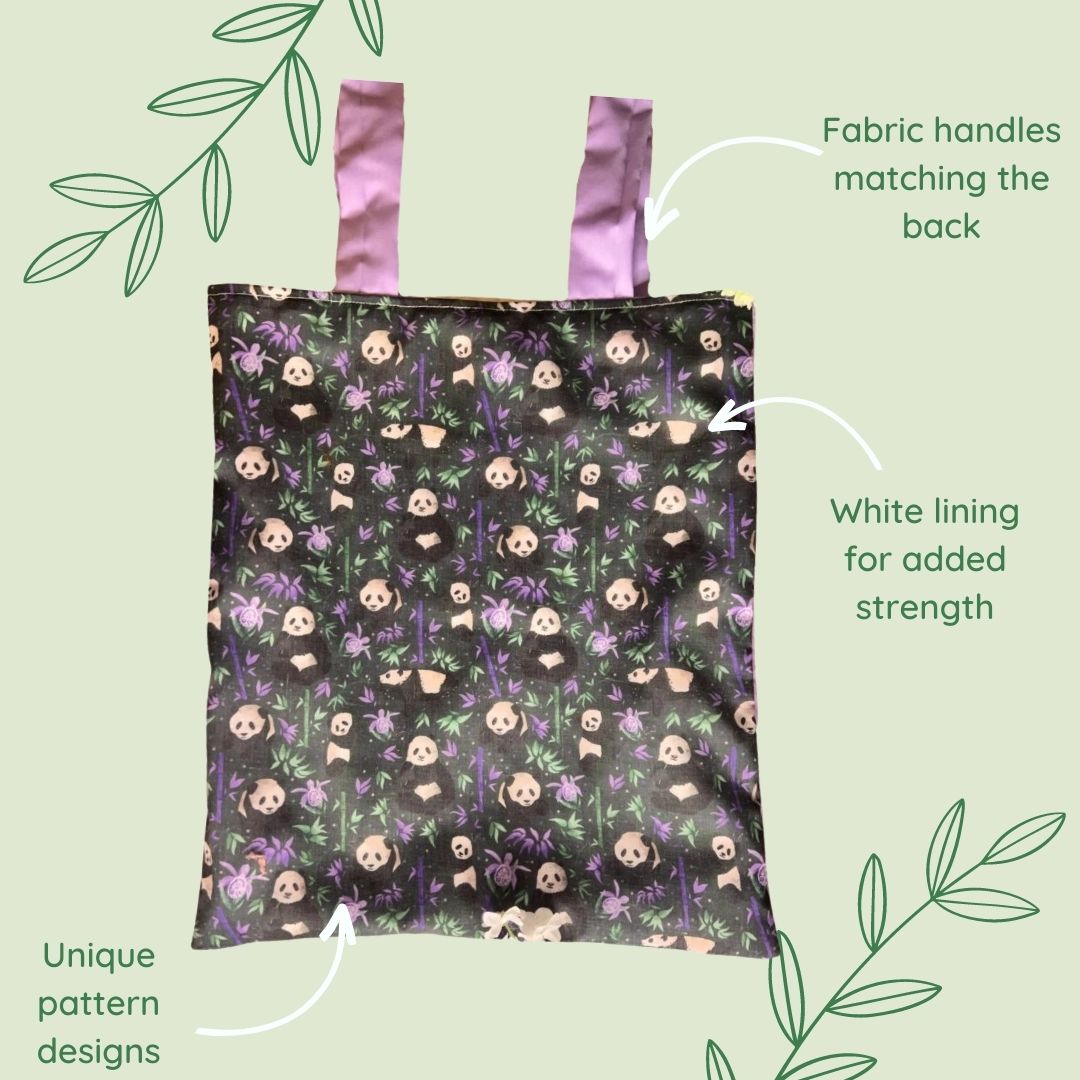 Panda bookbag, ideal for panda lovers and perfect for school or the office.