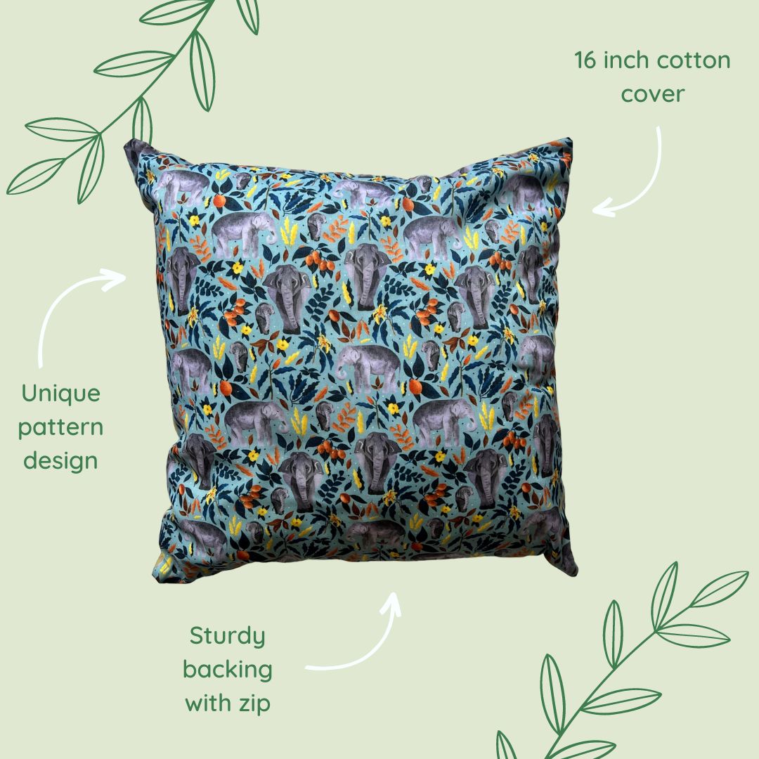 The features of the elephant decorative cushion, an ideal gift for an elephant lover