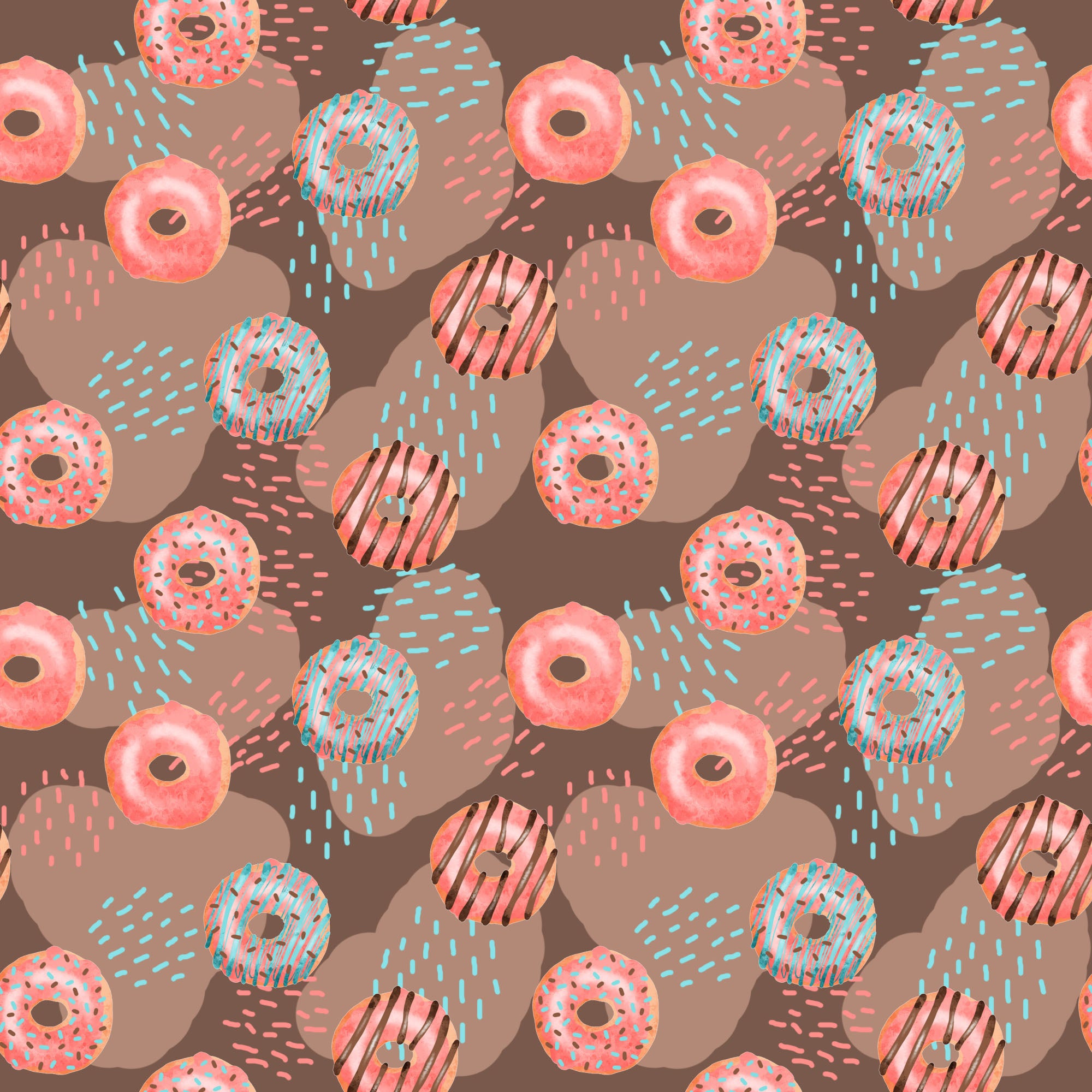 donut seamless repeat on chocolate background