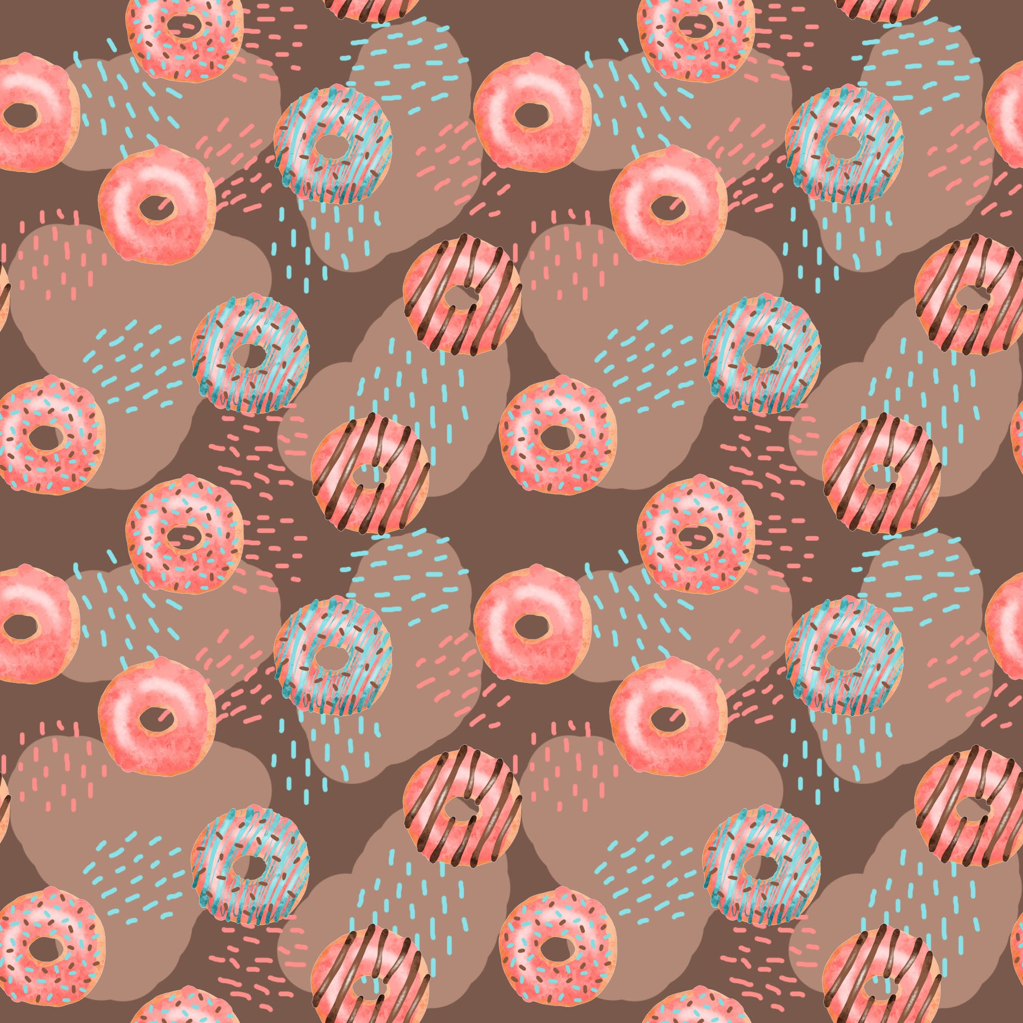 donut seamless repeat on chocolate background