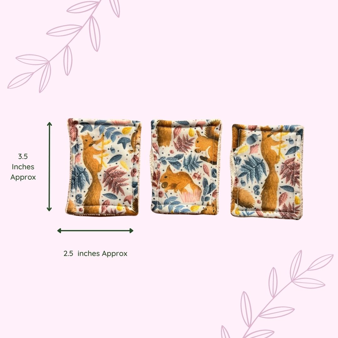 Shop unusual gifts for animal lovers with red squirrel gifts here, these exfoliating pads are shown with their dimensions here.
