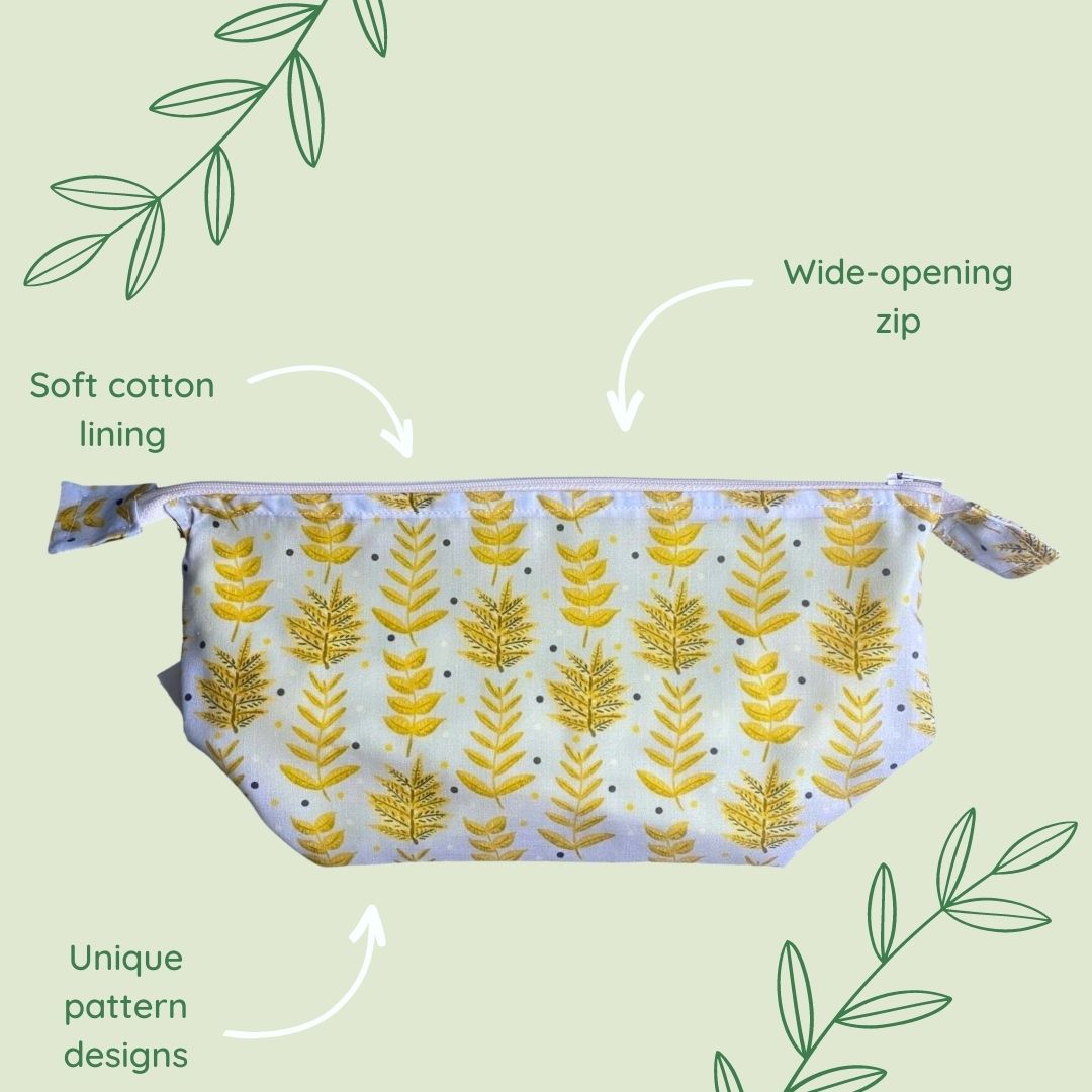 Yellow Foliage Makeup Bag - Tahlia Paige