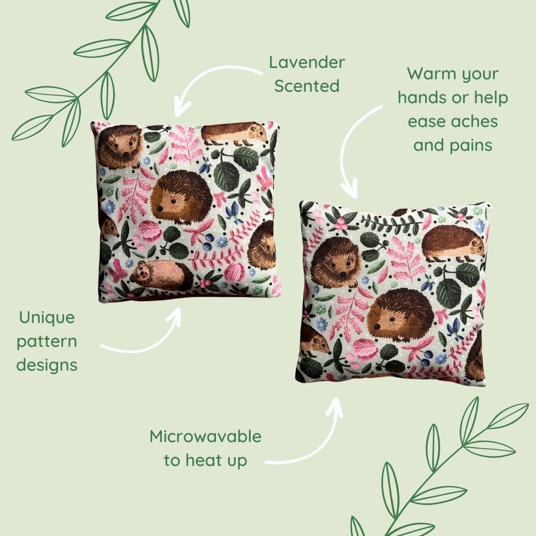 Shop gifts for hedgehog lovers with these hedgehog handwarmers, with a lavender scent and easy reheating in the microwave.  Ideal for those with cold hands constantly