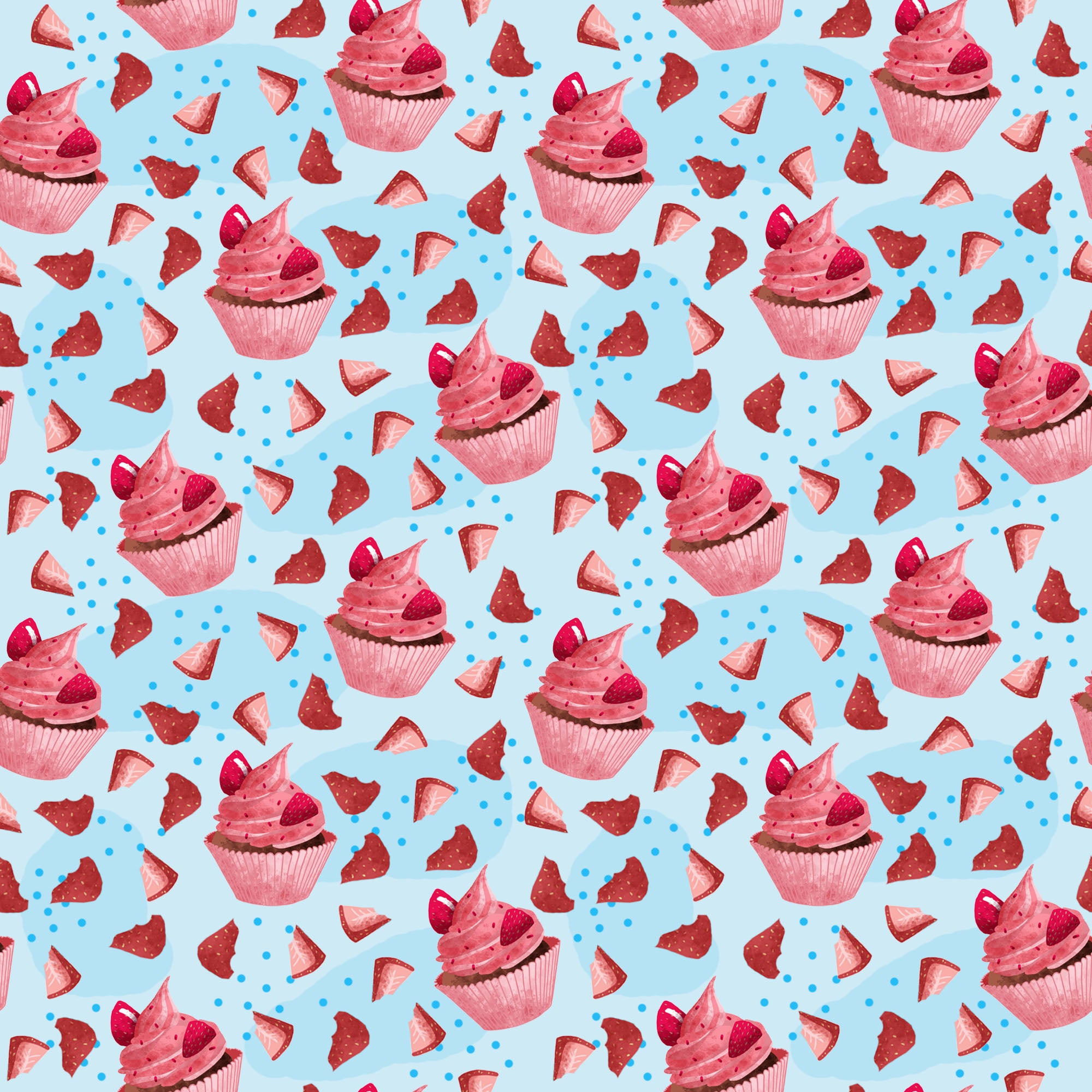 strawberry cupcake surface pattern design