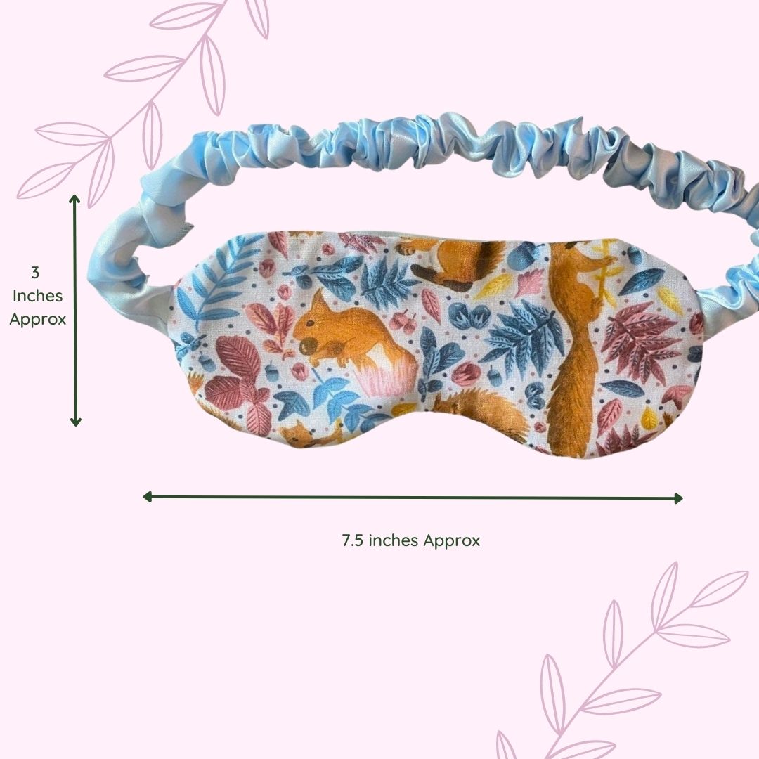 Handmade Welsh gifts: red squirrel sleep mask, perfect for yoga and better sleep