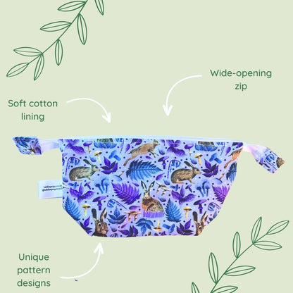 Close-up of a unique hare makeup bag, an ideal fairy gift for adults and nature enthusiasts.