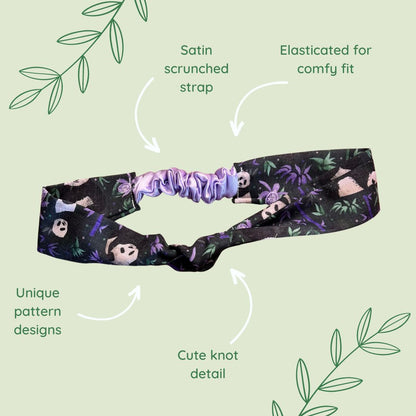 enjoy panda hair accessories here with our panda headband, an ideal gift for someone who likes wild animals, for a pop of pattern in an outfit or a headband when washing the face.