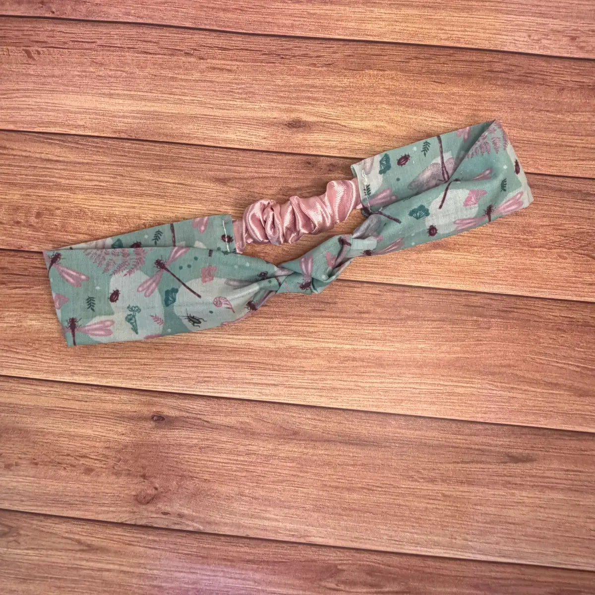 Handmade headbands featuring an original dragonfly textile pattern.
