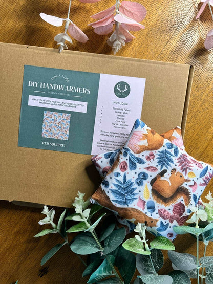 Red Squirrel DIY Hand Warmer Kit for cozy crafts.