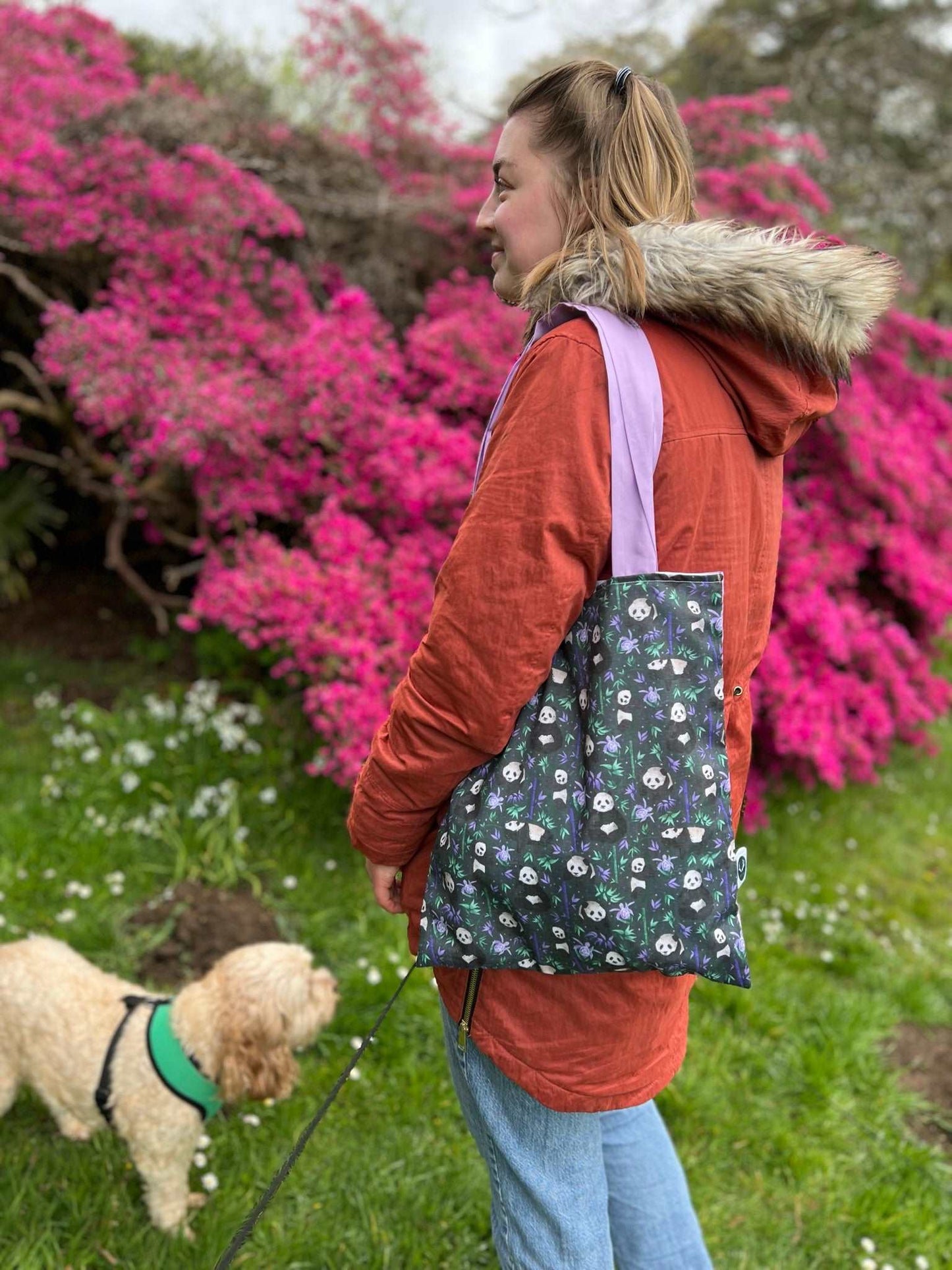 Adorable panda tote bag, a fantastic gift idea for panda bear enthusiasts.