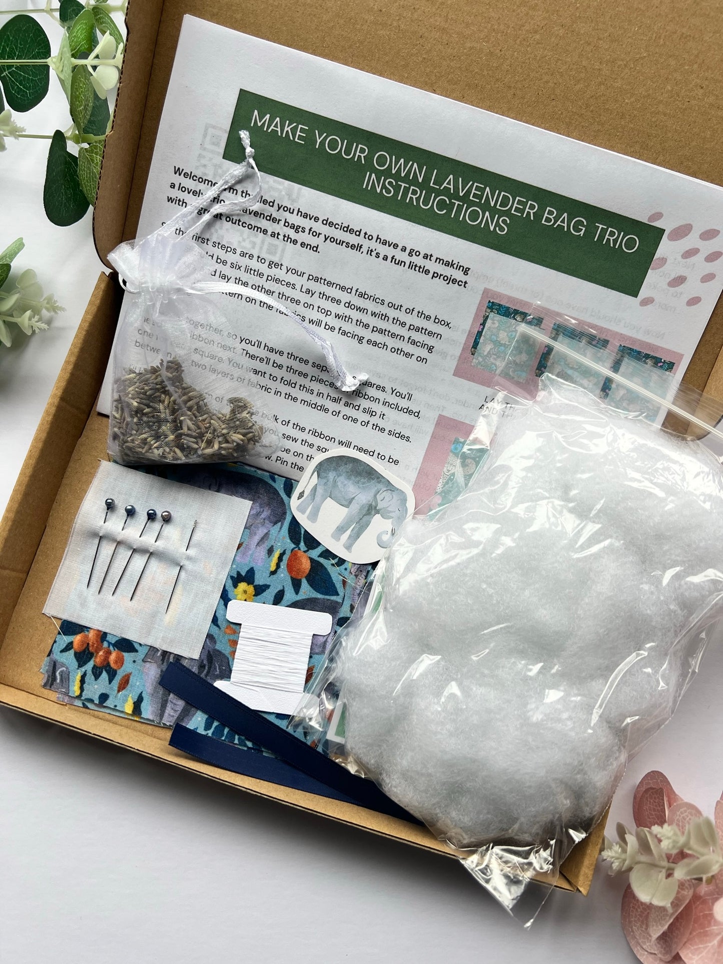 DIY Asian Elephant Lavender Bag Trio Kit