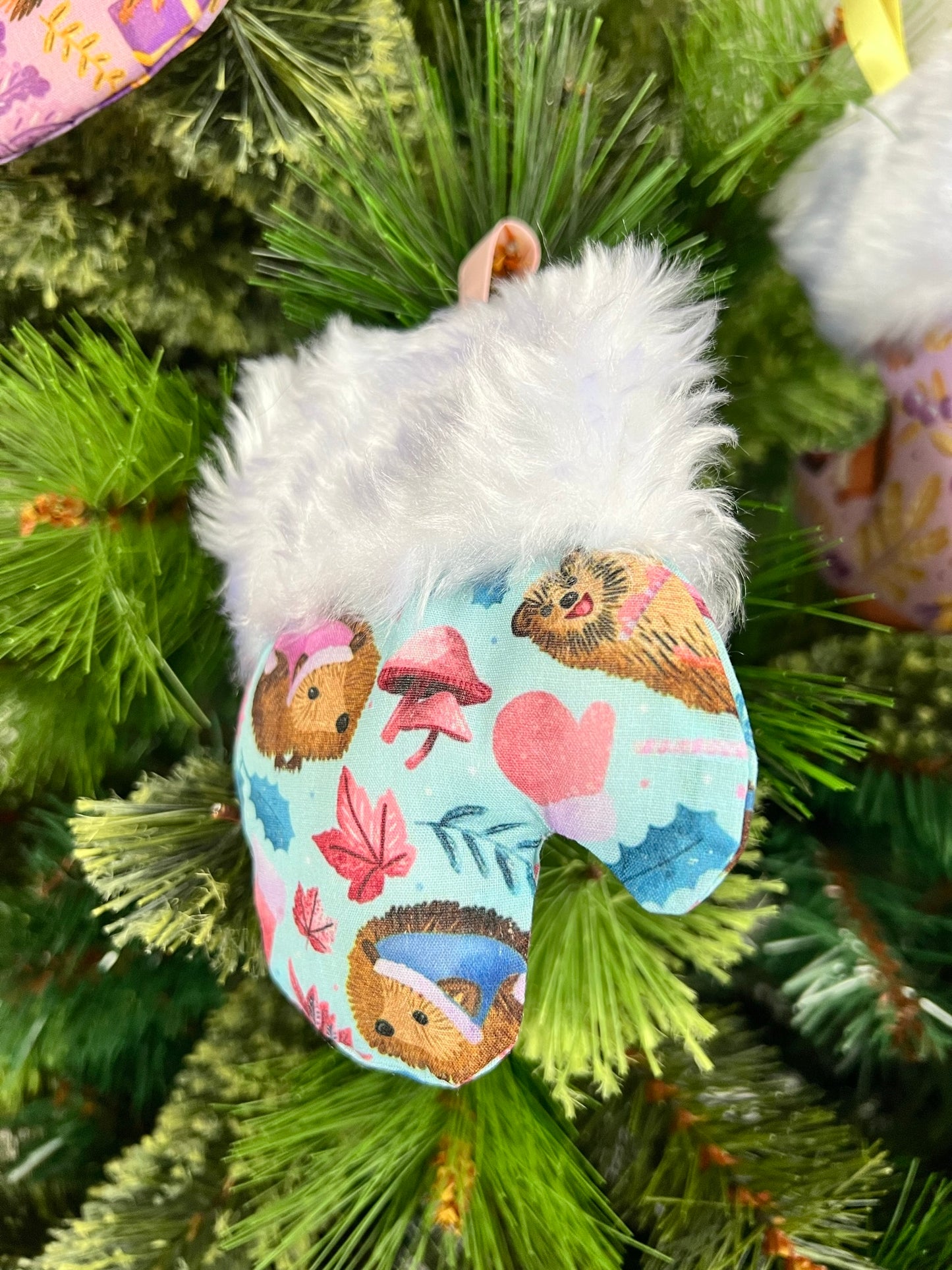Winter Hedgehog Decorative Mitten Ornament