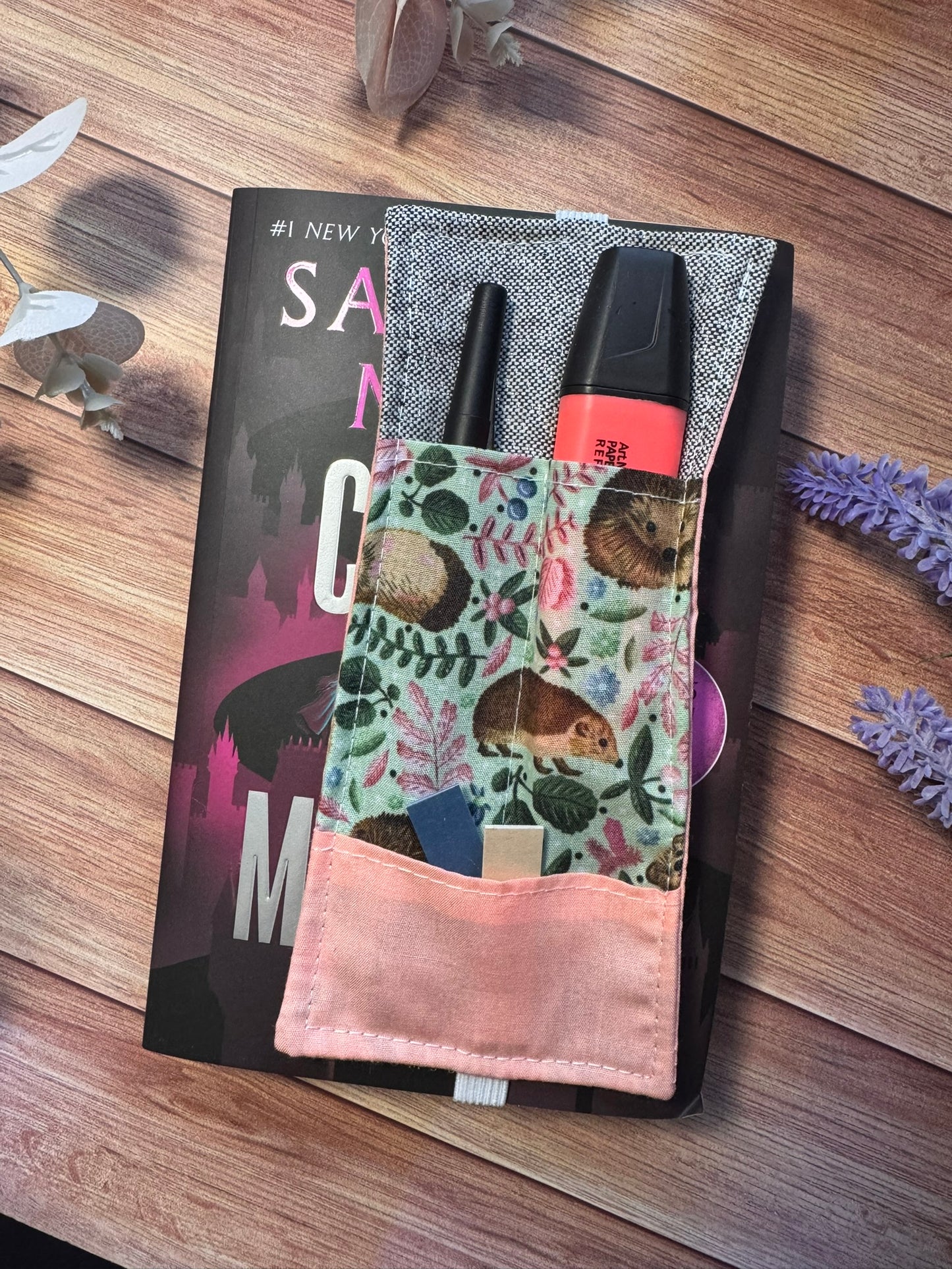 Hedgehog Elasticated Bookmark with Pen Pocket – Perfect for Journals, Books & Planners