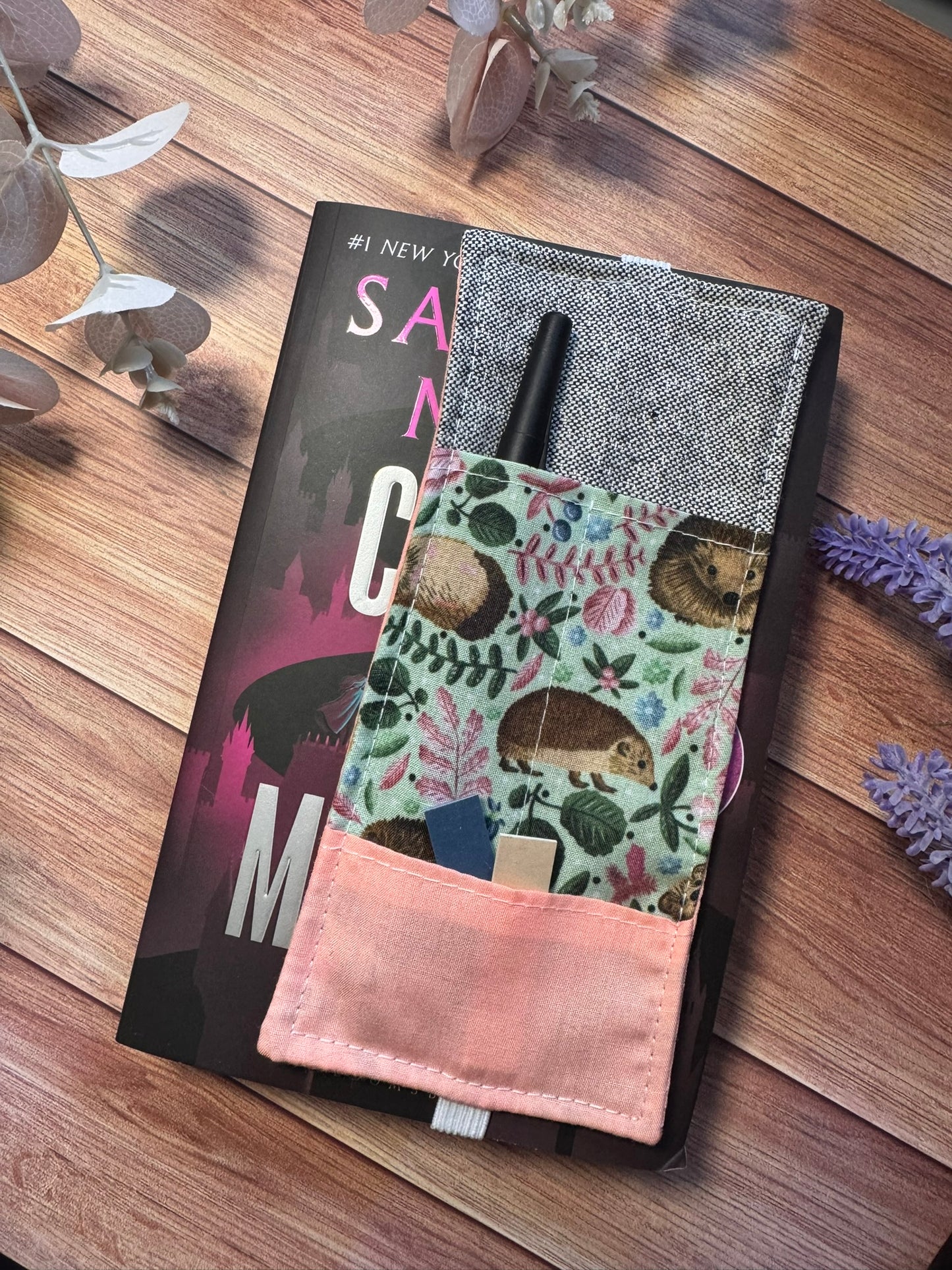 Hedgehog Elasticated Bookmark with Pen Pocket – Perfect for Journals, Books & Planners