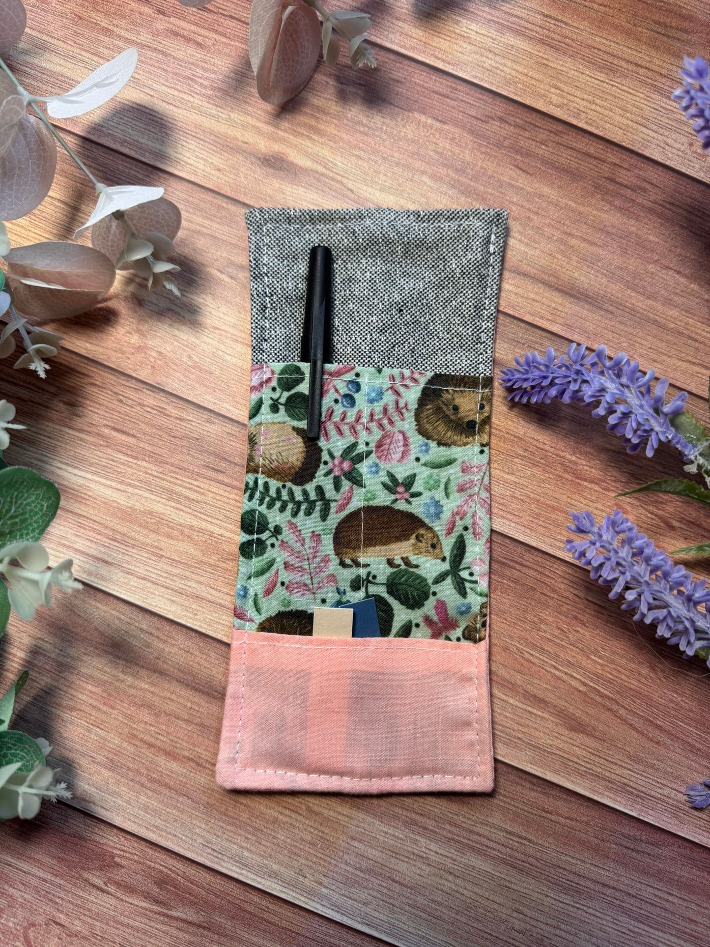 Hedgehog Elasticated Bookmark with Pen Pocket – Perfect for Journals, Books & Planners