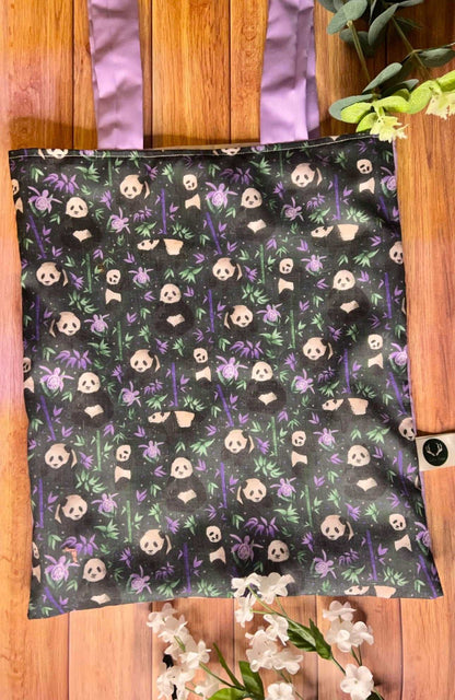 Stylish panda tote bag for work, perfect for carrying your essentials.