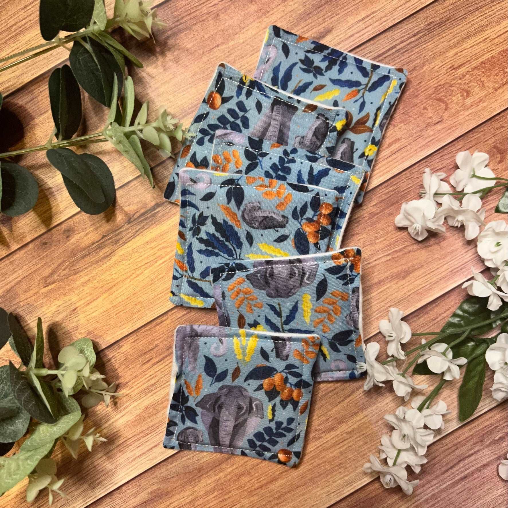 Reusable elephant skincare pads for daily routine.