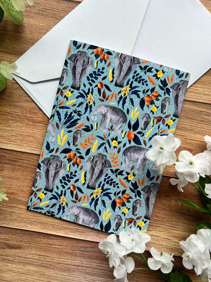 elephant birthday card with white envelope