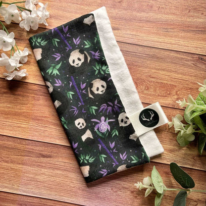Panda face cloth, perfect for sustainable skincare and panda gift ideas.