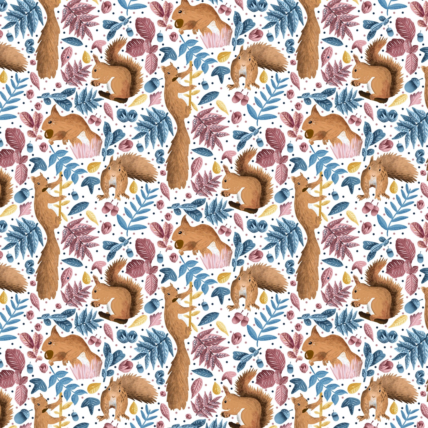 red squirrel seamless repeat