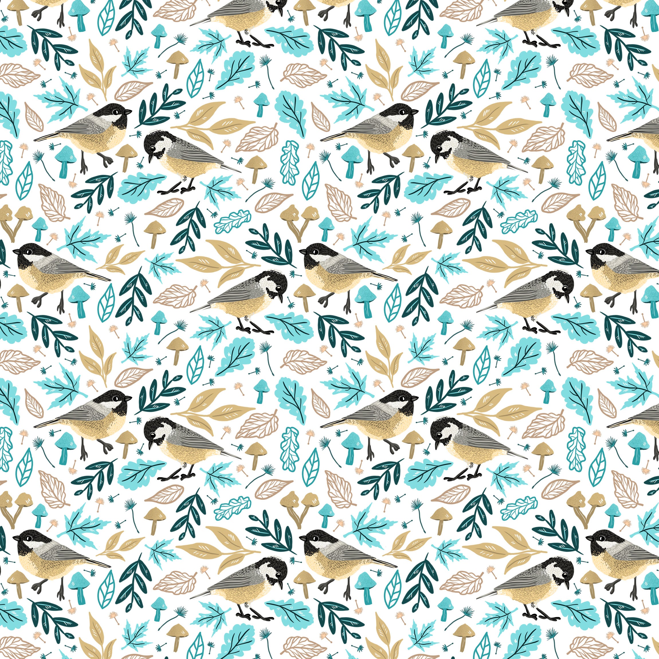 coal tit garden bird surface pattern designer