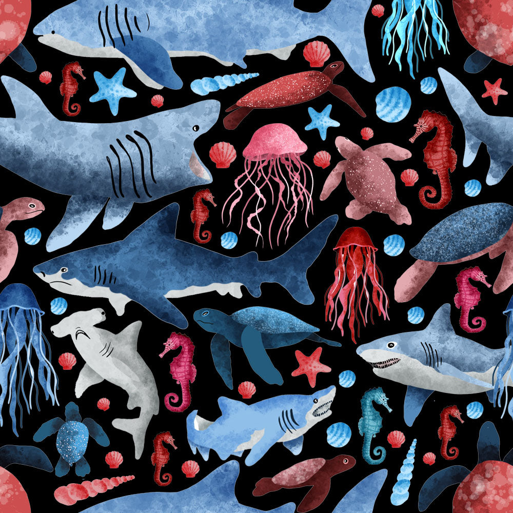 underwater creatures seamless repeat design
