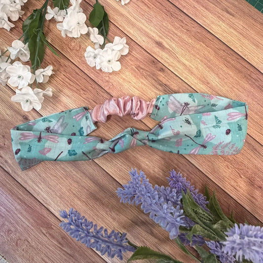 Handmade dragonfly headband featuring original Tahlia Paige insect artwork.
