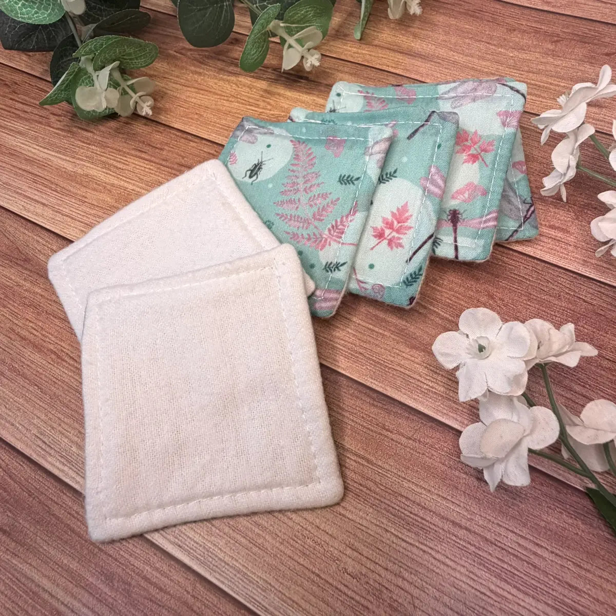 Handmade dragonfly reusable products featuring six washable skincare pads.

