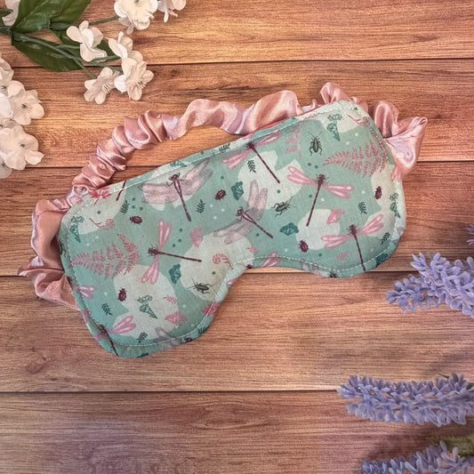 Handmade dragonfly sleep mask featuring original Tahlia Paige dragonfly artwork.
