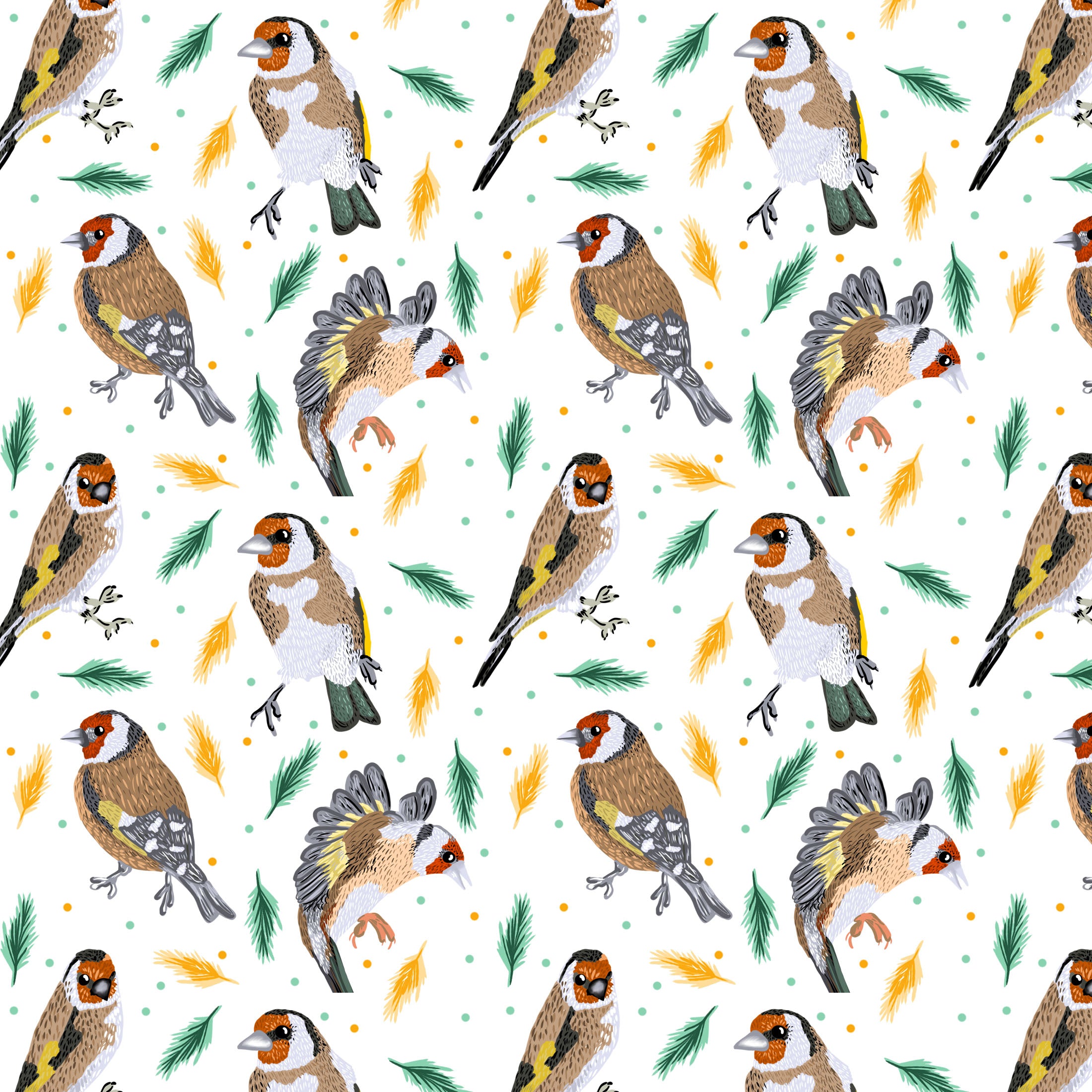 goldfinch pattern design seamless