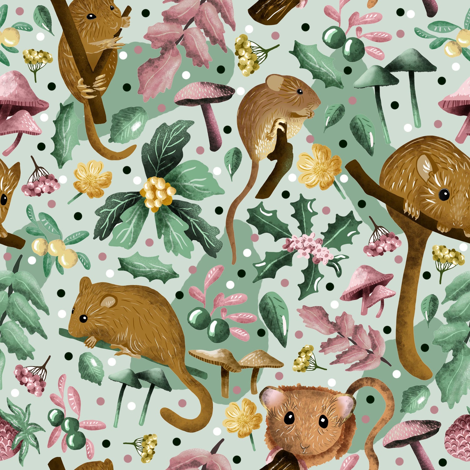 dormouse surface pattern design as a seamless repeat tile