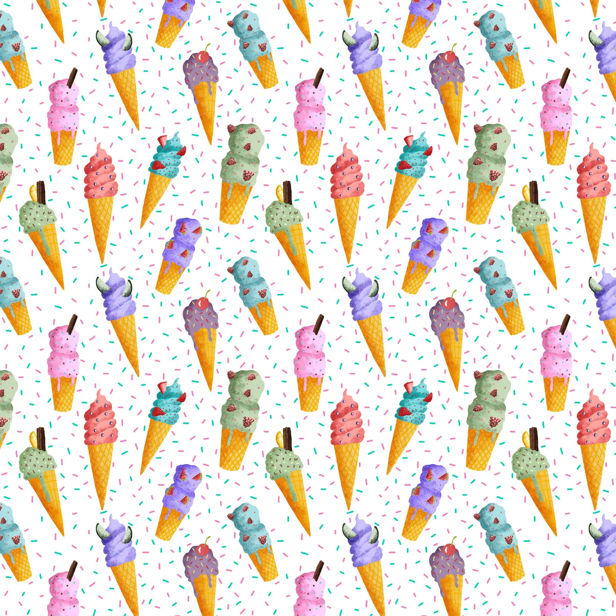 a repeat pattern of ice cream cones
