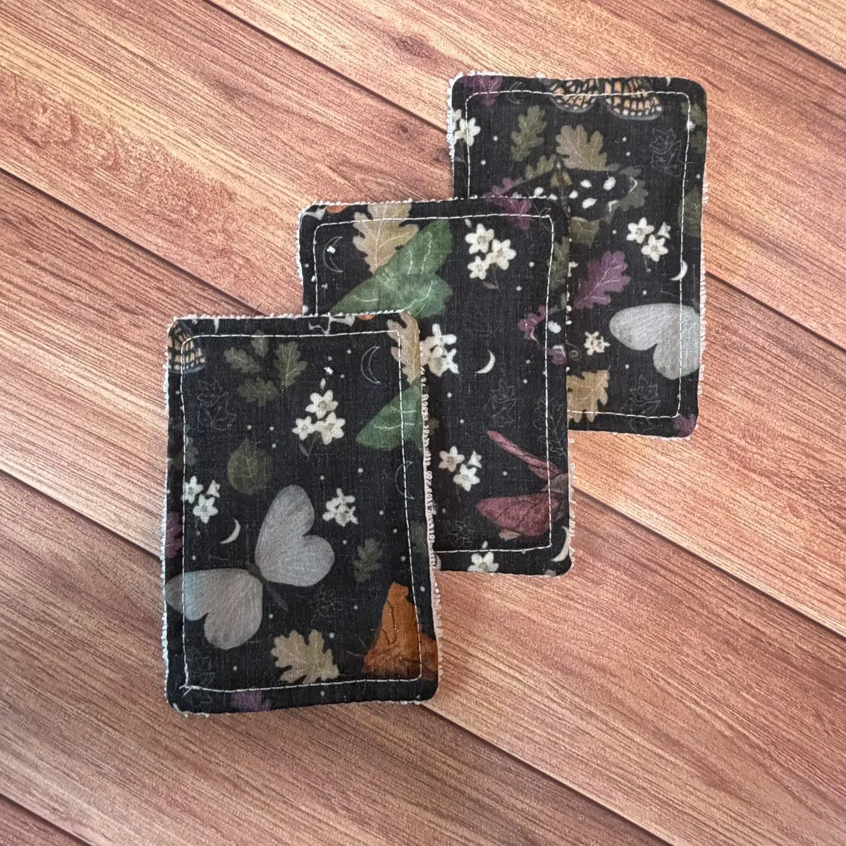 Three handmade moth exfoliating accessories suitable for everyday skincare routines.
