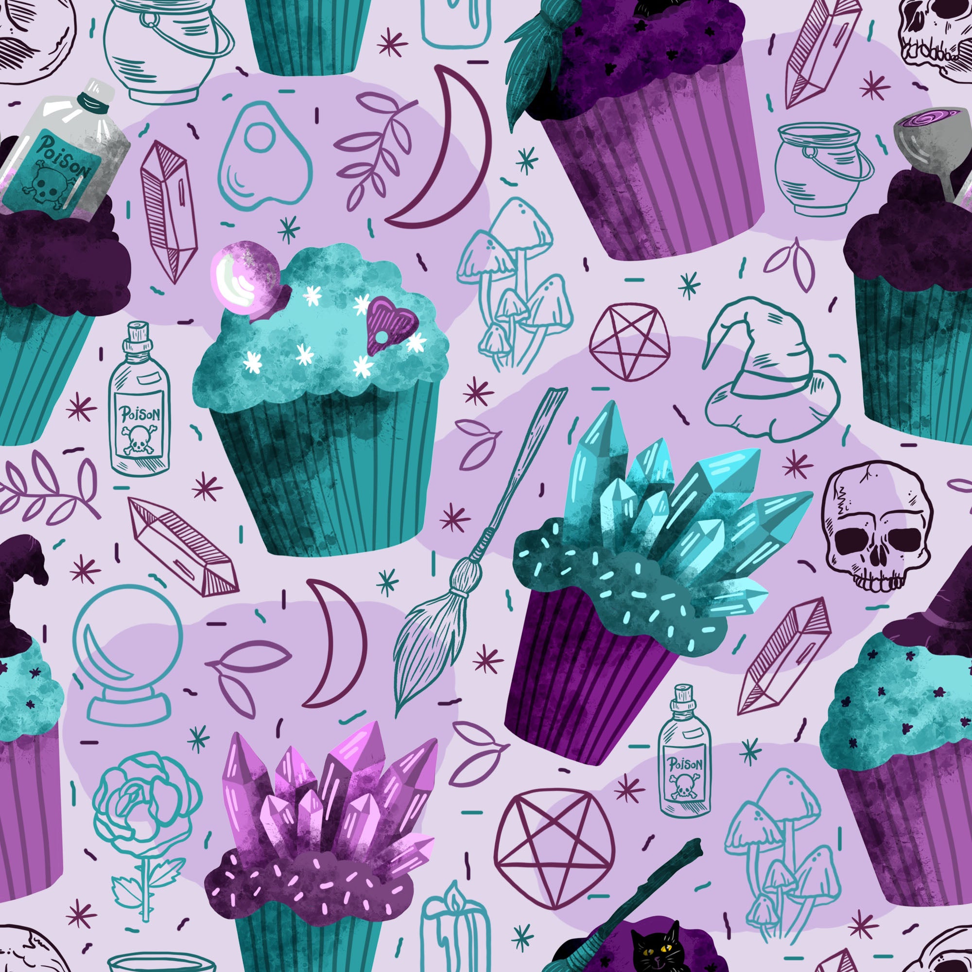 halloween cupcake surface pattern design